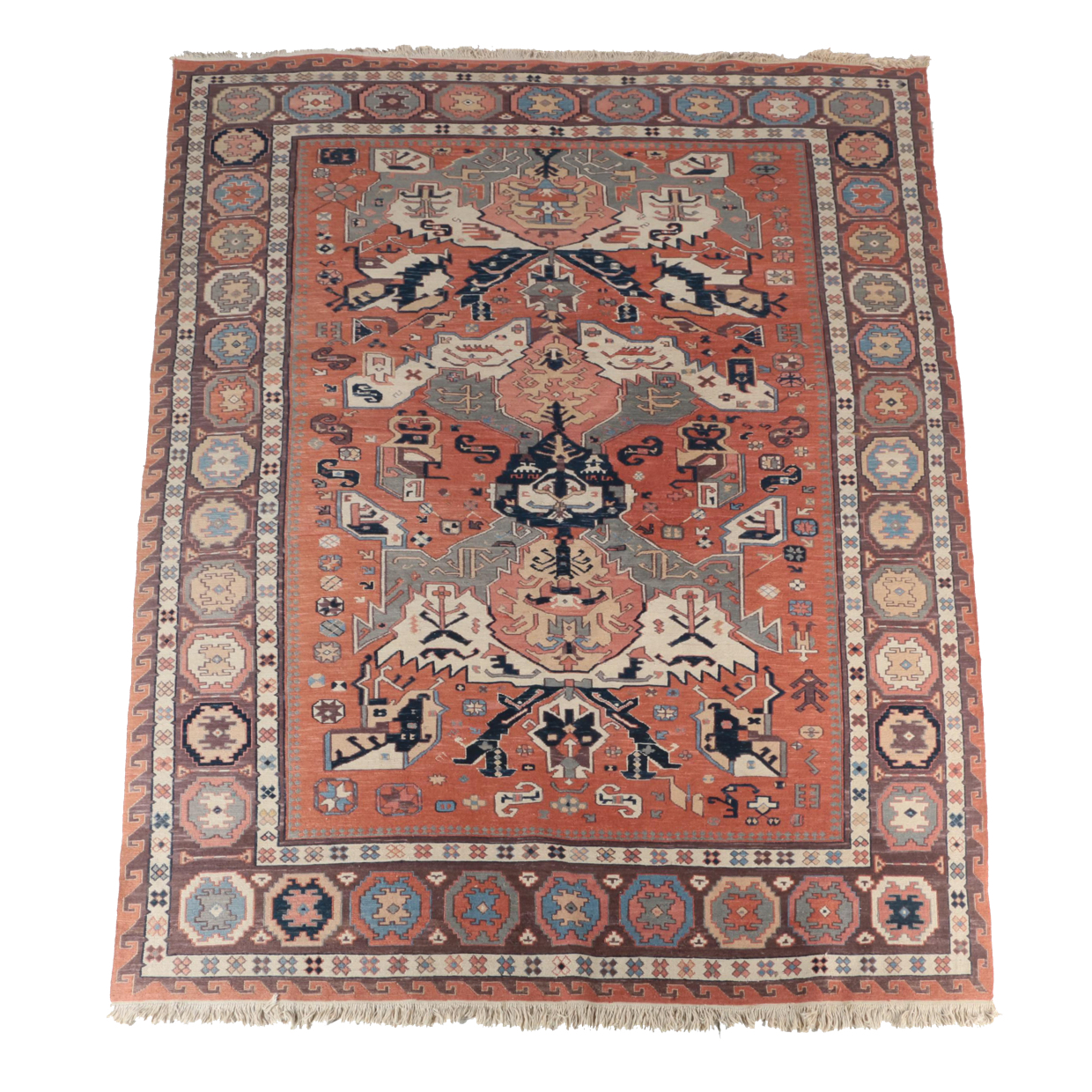 Handwoven Caucasian Dragon Soumak Wool Area Rug